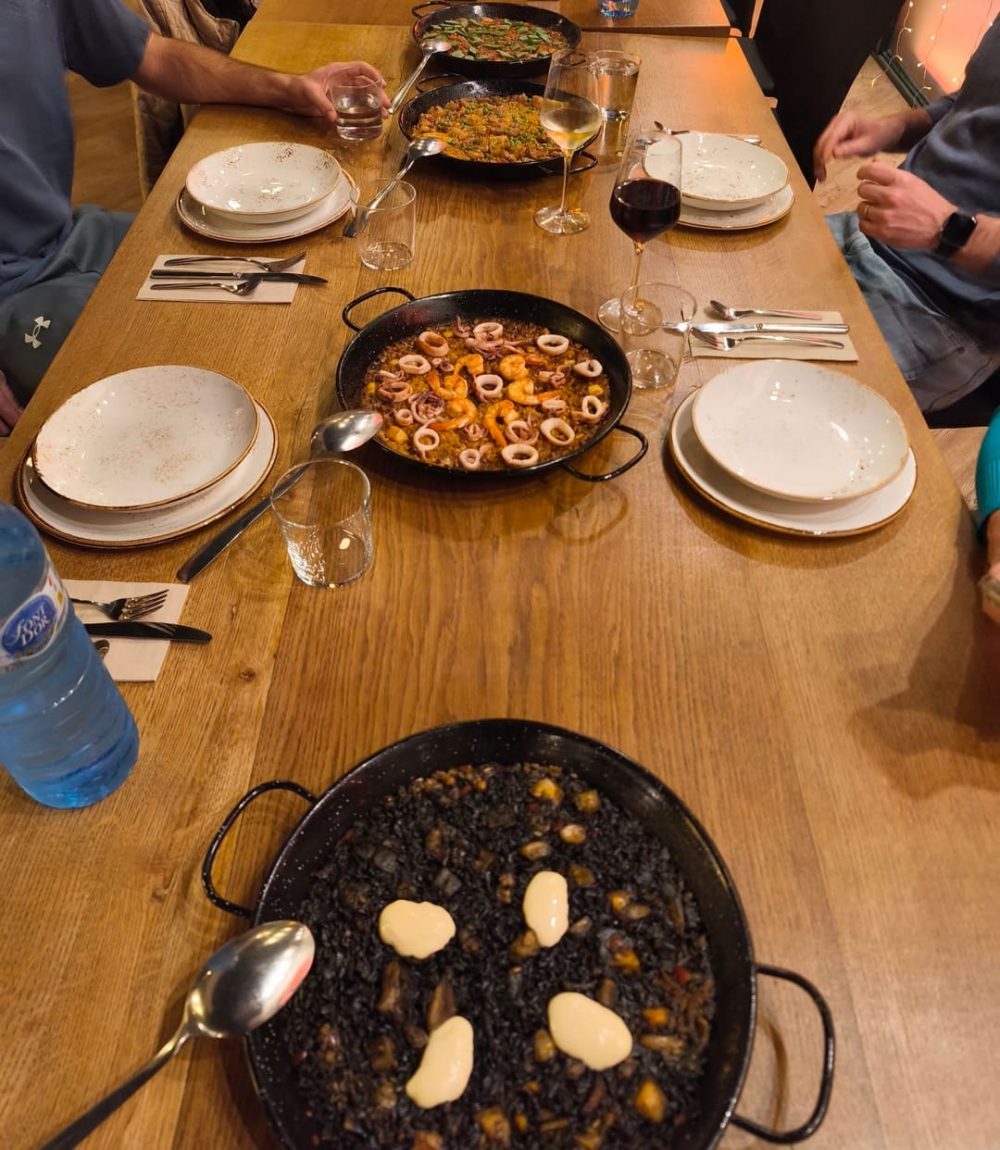 Mediterranean paella prepared during a cooking workshop